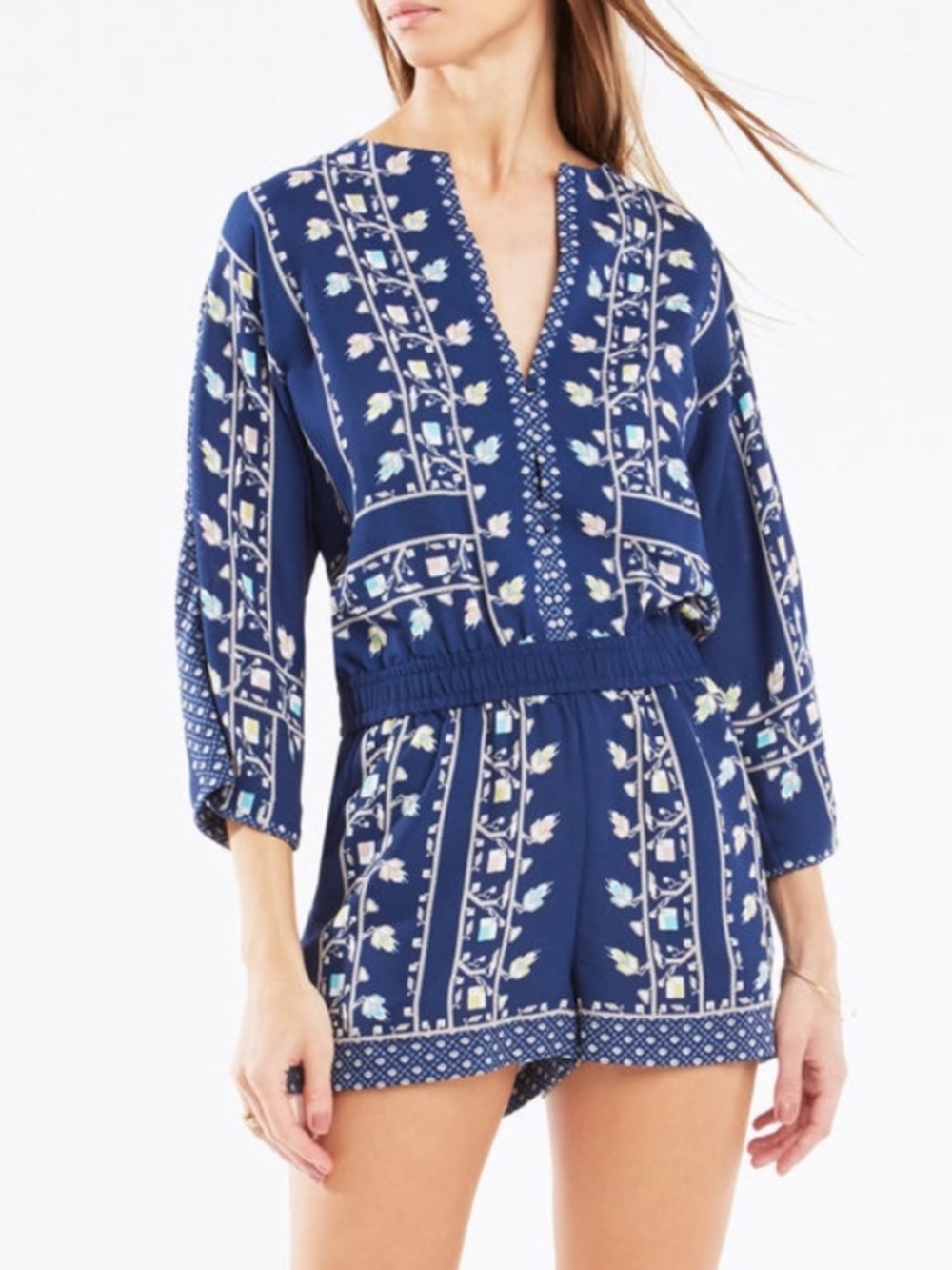 BCBGMAXAZRIA Pants & Jumpsuits | Navy Blue Floral Print Romper | SIZE: S